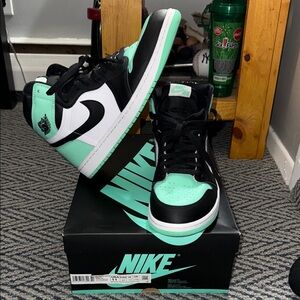Nike Air Jordan Black and Mint Sneakers